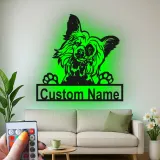 Custom Papillon Dog Led Light Metal Wall Art Personalized Pet Parent Gift Living Room or Bedroom Decor