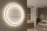 Custom Round LED Neon Sign | Solid White Acrylic Business Logo Display | Salon Spa Decor | Office Studio Signage