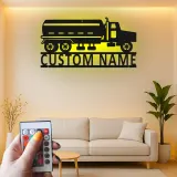 Cartel de Metal de Camión Cisterna Personalizado | Arte de Pared LED para Garaje | Decoración Industrial para Man Cave | Regalo Personalizado para Camioneros