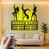 Cartel de Baile en Barra Personalizado | Silueta de Bailarina LED Arte de Pared | Regalo Personalizado para Estudio o Cueva de Hombre