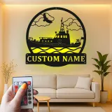 Décoration murale en métal personnalisée Remorqueur avec rétroéclairage LED Cadeau nautique pour les amoureux de bateaux Décor maritime personnalisé pour la maison