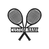 Cartel de metal LED de raquetas de tenis personalizado, regalo para amantes del tenis, decoración de sala de juegos 2