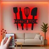 Custom Baking Utensils LED Metal Sign | Personalized Kitchen Decor | Baker Gift & Chef Wall Art