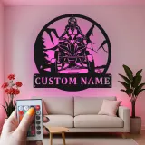 Custom ATV Rider Led Light Metal Wall Art Gift for Outdoor Enthusiasts Adventure Decor for Game Room