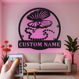 Insegna LED con Conchiglia di Ostrica | Arte Murale in Metallo Personalizzata | Decorazione Costiera Moderna per Casa al Mare, Salone e Spa | Regalo Nautico Personalizzato