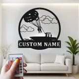 Custom Parasailing Metal Wall Art | Personalized LED Name Sign for Beach House | Nautical Boat & Lake Cabin Decor