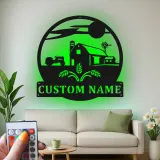 Personalized Farmhouse Sign with LED | Custom Metal Tractor Art | Rustic Ranch Name Decor | Gift for Farmer
