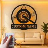 Insegna in metallo LED a forma di disco in vinile personalizzata, regalo per amanti della musica, decorazione per studio