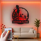 Custom Golfer LED Metal Sign | Personalized Golf Wall Art | Unique Gift for Golf Lover & Home Decor