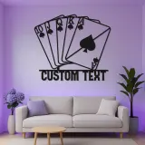 Arte da parete in metallo Royal Flush | Insegna LED personalizzata per sala giochi | Regalo decorativo per serata casino per lui