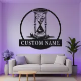 Celestial Hourglass LED Sign | Personalized Metal Wall Art | Mystical Sun & Moon Decor for Salons & Studios | Astrology Gift