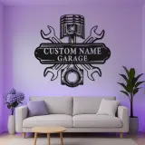 Insegna LED personalizzata per garage | Insegna in metallo personalizzata per meccanici | Regalo per papà appassionato di auto | Decorazione officina