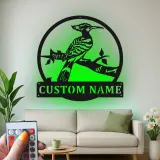 Décoration murale en métal personnalisée de l'oiseau huppe avec rétroéclairage LED