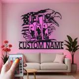 Custom Metal Bald Eagle Wall Art | LED Light Decor | Veteran Gift | Patriotic Home & Office Signage