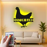Cartel de metal LED Pollo Personalizado Regalo de Granja Decoración de Cocina o Jardín