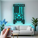 Insegna in metallo LED personalizzata con bandiera americana per ATV - Regalo per appassionati di fuoristrada, decorazione per garage o man cave