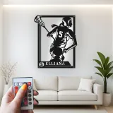 Custom Lacrosse Player Led Light Metal Wall Art Personalized Gift for Lacrosse Enthusiasts Game Room Sports Decor