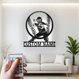 Softball Catcher LED Metal Art | Personalized Player Name Sign | Girls Sports Room Decor | Custom Athlete Gift