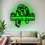 Cartel de metal LED personalizado de Bloodhound, regalo para amantes de los perros, decoración para la sala de estar