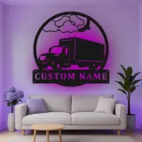 Insegna in metallo LED personalizzata per camion, regalo per camionisti, decorazione per garage per appassionati di camion 1