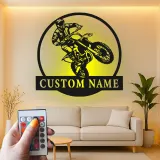 Custom Motocross Rider Led Light Metal Wall Art Personalized Gift for Dirt Bike Enthusiasts Garage or Man Cave Decor 7