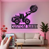 Custom Construction Loader Led Light Metal Wall Art Personalized Gift for Kids Bedroom or Playroom Decor