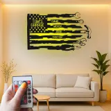 Insegna personalizzata per garage con LED | Arte murale in metallo con attrezzi personalizzata | Decorazione officina patriottica | Regalo per papà