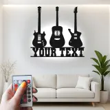 Insegna LED personalizzata a forma di chitarra | Decorazione murale in metallo personalizzata per sala musica | Regalo per musicisti | Arredo da parete per chitarristi