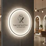 Custom Round LED Neon Sign | Solid White Acrylic Business Logo Display | Salon Spa Decor | Office Studio Signage