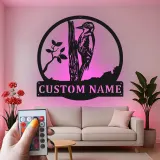 Personalisierte Specht LED-beleuchtete Metall-Wandkunst Geschenk für Naturfreunde Rustikale Wohnkultur für Vogelenthusiasten