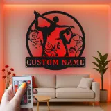 Insegna LED personalizzata per pattinaggio artistico | Arte da parete in metallo per pattinatrice | Regalo per skater e decorazione camera teen