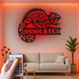 Décoration murale en métal personnalisée avec lézard et rétroéclairage pour les amoureux des reptiles