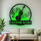 Insegna in metallo LED personalizzata con note musicali di violino - Regalo per musicisti, decorazione per studio o sala musica