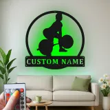 Décoration murale en métal personnalisée pour haltérophile avec rétroéclairage LED - Cadeau de fitness pour passionnés de gym