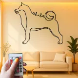 Shiba Inu LED-Wandkunst | Individuelle Metall-Silhouette eines Hundes | Minimalistisches Japandi-Hausdekor Geschenk für Tierliebhaber