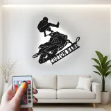 Cartel de metal personalizado para moto de nieve | Señal LED de deportes extremos | Decoración mural personalizada para garaje | Regalo para motonieve