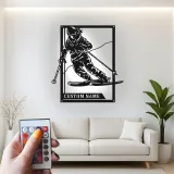 Custom Skier Led Light Metal Wall Art Personalized Skiing Gift for Winter Sports Enthusiasts Game Room Decor