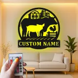Cartel LED de Animales de Granja Personalizado | Decoración Mural de Metal Personalizada | Decoración Rústica de Establo para Regalo de Granja