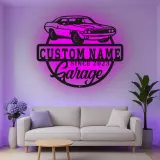 Insegna in metallo LED personalizzata per garage con auto muscolare regalo per appassionati di auto decorazione man cave 12
