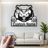 Insegna in metallo LED personalizzata con castoro - Regalo unico per amanti degli animali, decorazione per ufficio o sala giochi