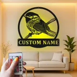 Personalisierte Vogel LED-Beleuchtung Metall-Wandkunst Geschenk für Naturliebhaber Schlafzimmer oder Wohnzimmer Dekor 1