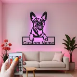 Cartel de metal LED personalizado de pastor alemán, regalo para amantes de los perros, decoración para la sala de estar 1