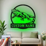 Cartel de metal personalizado con luz LED de dragón barbudo Regalo para amantes de reptiles Decoración de dormitorio o salón 3