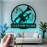 Custom Trumpet Led Light Metal Wall Art Personalized Musician Gift Music Room Decor for Brass Instrument Lovers 1