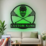 Panneau Métal de Gardien de Lacrosse Personnalisé | Art Murale LED avec Nom Personnalisé | Décor de Chambre d'Athlète & Cadeau Sportif