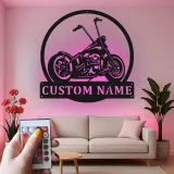 Insegna in metallo LED personalizzata per motociclisti, regalo per lui, decorazione per garage o man cave 1