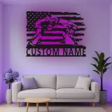 Insegna in metallo LED personalizzata per la lotta, regalo per lottatori, decorazione per man cave e sport