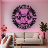 Enseigne LED personnalisée pour salle de sport | Décoration murale en métal personnalisée pour le fitness | Cadeau déco musculation pour salle d’entraînement