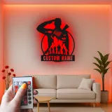 Insegna LED Silhouette Soldato Personalizzata | Insegna in Metallo Fatta a Mano | Tributo Patriottico ai Militari e Regalo per Veterani