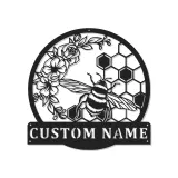 Décoration murale en métal personnalisée Abeille et Rayons de miel avec rétroéclairage pour les amoureux du jardin